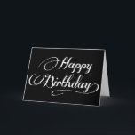 Calligraphie noir et blanc Bonne carte d'anniversa<br><div class="desc">Noir et blanc Moderne Calligraphie Joyeuse Carte Anniversaire Ce script de calligraphie moderne est personnalisable. C'est un tour moderne parfait pour une carte de Joyeux Anniversaire. Veuillez visiter mon magasin pour des articles similaires.</div>