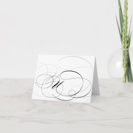 Calligraphie noir et blanc Cartes Monogrammes U in (Devant)
