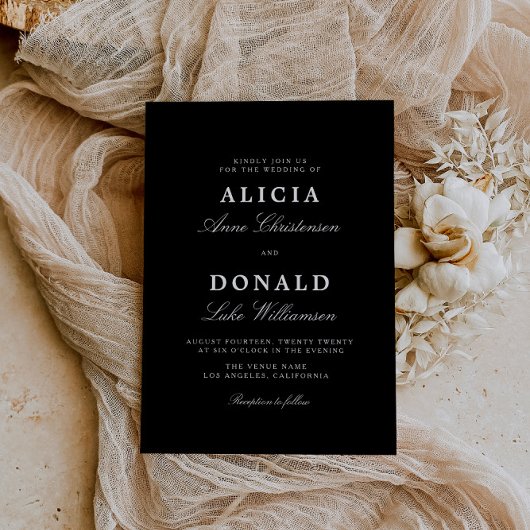 calligraphie noir et blanc faire-part de mariage