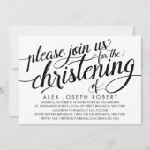 Calligraphie noir et blanc Invitation Christening (Devant)