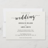 Calligraphie noir et blanc Invitations de mariage (Dos)