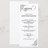 Calligraphie noir et blanc Menu de réception de ma (Devant / Derrière)