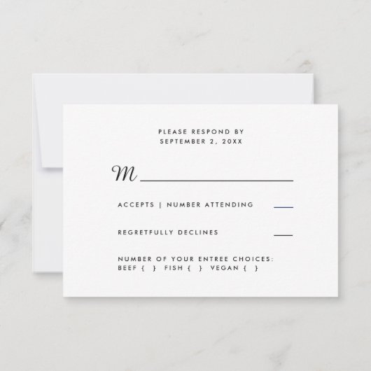 Calligraphie noir et blanc minimum RSVP choix de r (Dos)