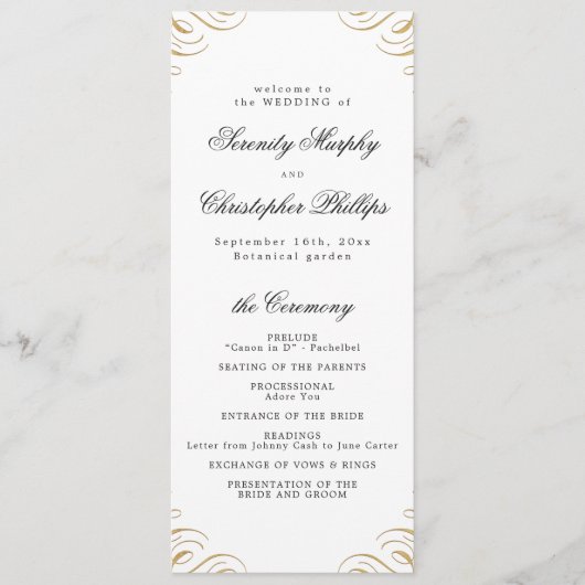 Calligraphie noir et or classique Programme de mar (Devant)