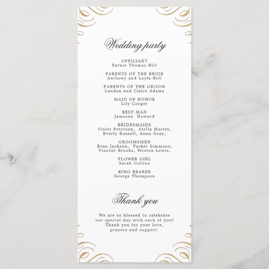 Calligraphie noir et or classique Programme de mar (Dos)