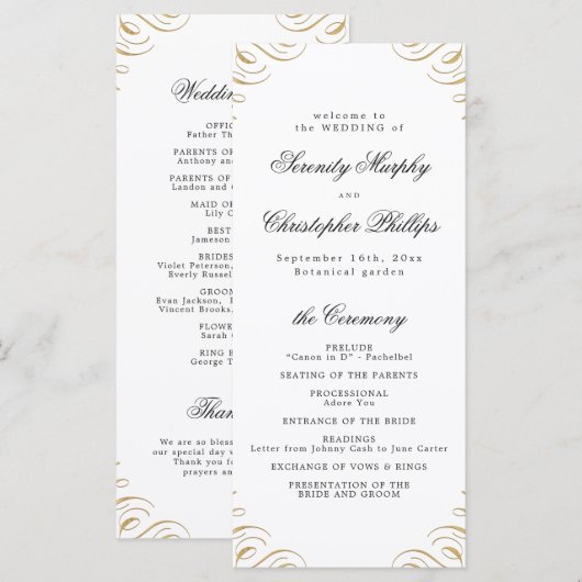 Calligraphie noir et or classique Programme de mar (Devant / Derrière)