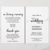 Calligraphie noire simple Programme de mariage pli (Devant)