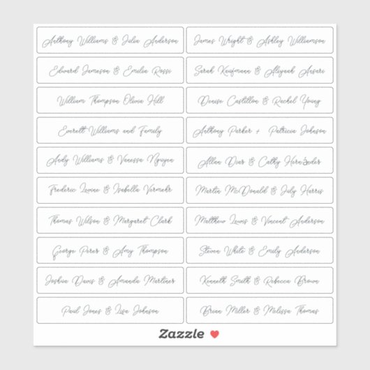 Calligraphie Noms des invités Étiquette Blanc (Feuille)