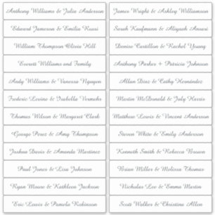 Calligraphie Noms des invités Étiquette Blanc