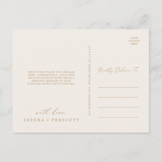 Calligraphie Or Délicate | Carte postale Cream Tha (Dos)