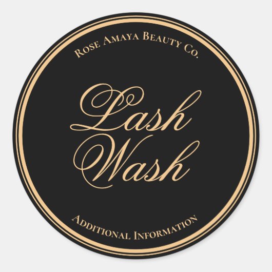 Calligraphie Or Et Noir Étiquette Lash Personnalis (Devant)