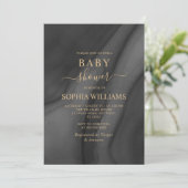Calligraphie Or & Invitation Baby shower Noir (Debout devant)