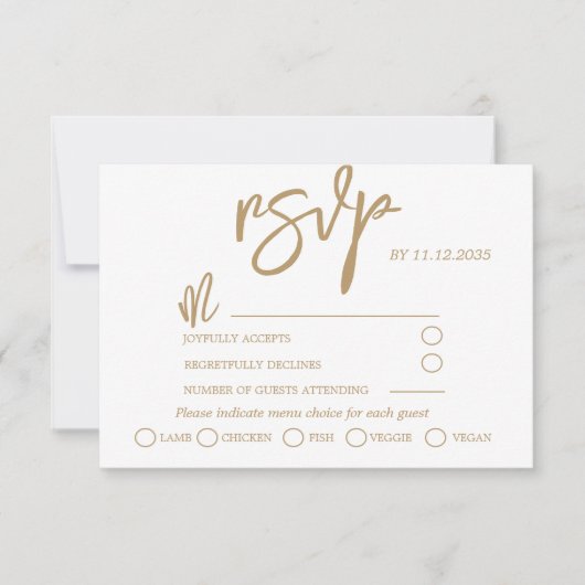 Calligraphie Or moderne Script Mariage RSVP (Devant)