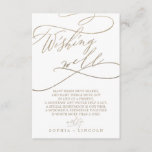 Calligraphie or romantique carte de bien-être<br><div class="desc">Cette calligraphie dorée romantique qui souhaite bonne carte est parfaite pour un simple mariage. Le design classique moderne comprend des tourbillons fantaisistes et des fleurs fantaisistes avec une magnifique typographie de feuille d'or en faux champagne. Personnalisez cette carte d'invitation avec vos noms, et un court poème de bienvenue. Remarque :...</div>