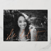 Calligraphie Or Rose moderne Invitation Foil (Recto)