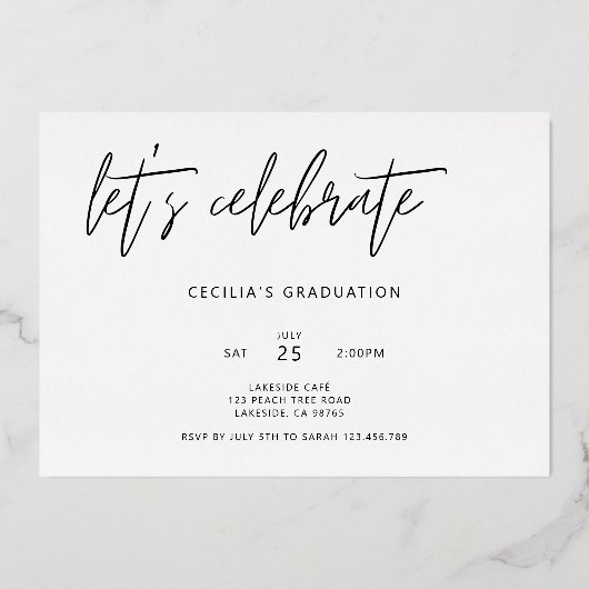 Calligraphie Or Rose moderne Invitation Foil (Verso)