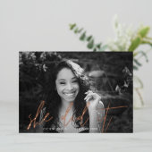 Calligraphie Or Rose moderne Invitation Foil (Debout devant)