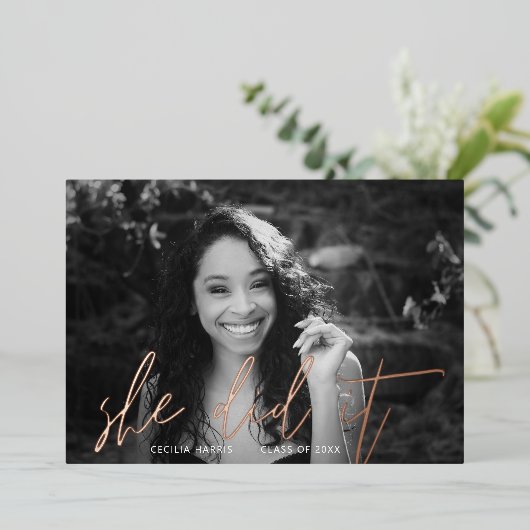 Calligraphie Or Rose moderne Invitation Foil (Debout devant)