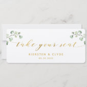 Calligraphie Or Vert Prenez Votre Siège Carte Top (Dos)