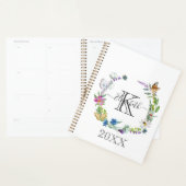 Calligraphie Papillons Fleurs Monogramme Script (Devant avec enveloppe)