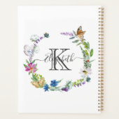 Calligraphie Papillons Fleurs Monogramme Script (Dos)