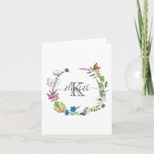 Calligraphie Papillons Fleurs Monogramme Script N