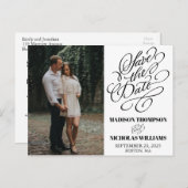 Calligraphie Photo Enregistrer La Date Cartes Post (Devant / Derrière)