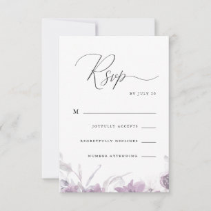 Calligraphie pourpre poussiéreuse et Rsvp floral
