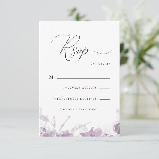 Calligraphie pourpre poussiéreuse et Rsvp floral (Debout devant)