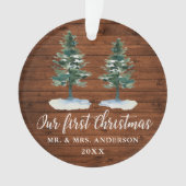 Calligraphie Premier Noël Bois rustique Deux Pins (devant)