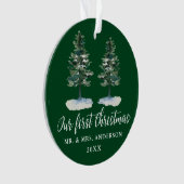 Calligraphie première aquarelle de Noël deux pins (devant)