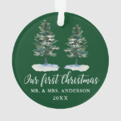 Calligraphie première aquarelle de Noël deux pins (dos)