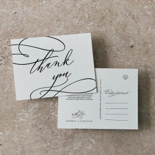 Calligraphie romantique   Carte postale Merci flor