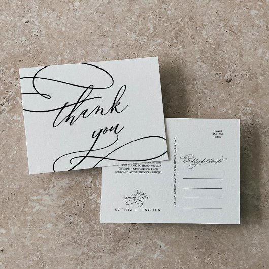 Calligraphie romantique | Carte postale Merci flor