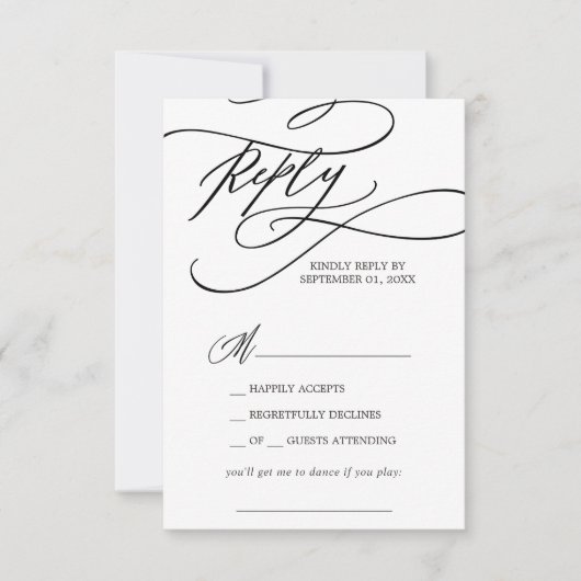 Calligraphie romantique Demande de Chanson Carte R (Devant)