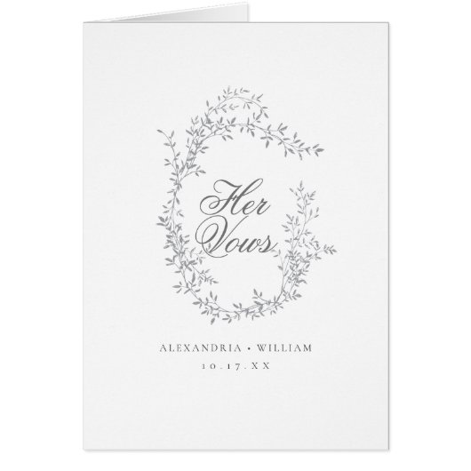 Calligraphie romantique Mariage Vow Card Réserver (Devant)