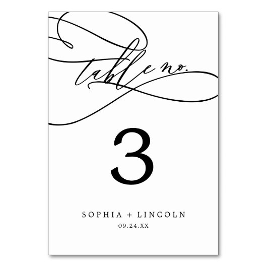 Calligraphie romantique | Numéro de table de flora (Dos)