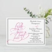 Calligraphie rose Faire-part de mariage chrétienne (Debout devant)