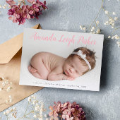 Calligraphie rose Nom Faire-part bébé