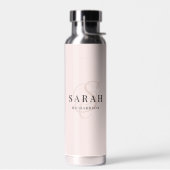 Calligraphie rose Nom personnalisé Bouteille d'eau (Gauche)