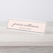 Calligraphie rose pâle Fille Bureau Nom Plaque (Devant)