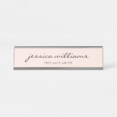 Calligraphie rose pâle Fille Bureau Nom Plaque (Devant)