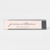 Calligraphie rose pâle Fille Bureau Nom Plaque (Devant)