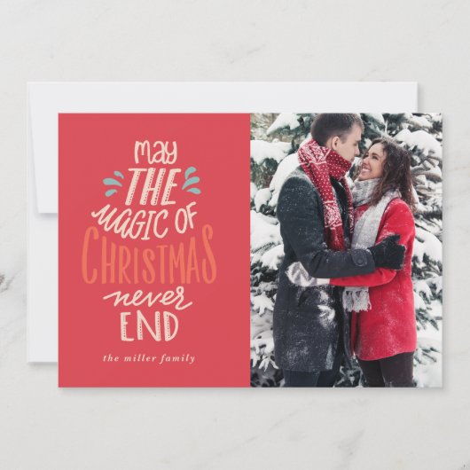 Calligraphie rouge Carte de Noël (Devant)