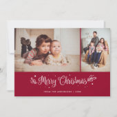 Calligraphie rouge Joyeux Cartes photos de Noël (Devant)