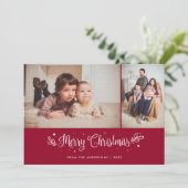 Calligraphie rouge Joyeux Cartes photos de Noël (Debout devant)