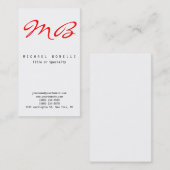 Calligraphie rouge Monogramme noir blanc Carte de  (Devant / Derrière)
