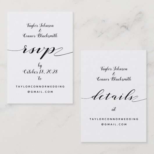 Calligraphie rustique RSVP & Détails Carte en lign (Devant / Derrière)