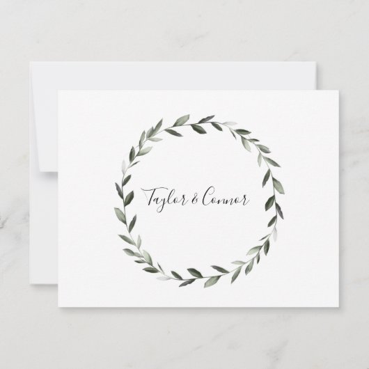 Calligraphie rustique Sprig Wreath Mariage Merci (Dos)