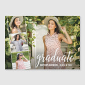 Calligraphie Script 4 Photo Graduation Magnet Card (Devant)